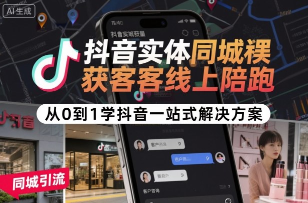 抖音实体同城获客线上陪跑,从0到1学抖音一站式解决方案-皓哥创业笔记
