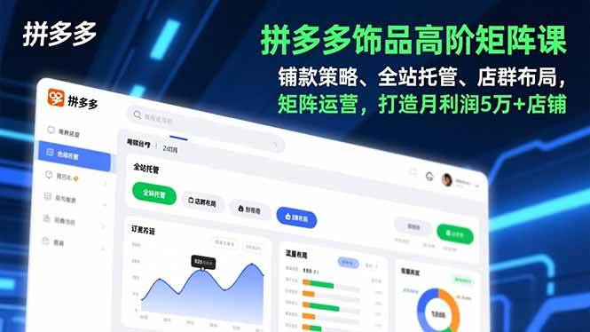 （16915期）拼多多饰品高阶矩阵课，铺款策略、全站托管、店群布局，矩阵运营，打造月利润5万+店铺-皓哥创业笔记