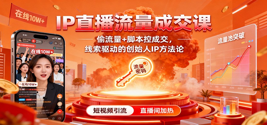 IP直播流量成交课：偷流量+脚本控成交，线索驱动的创始人IP方法论-皓哥创业笔记